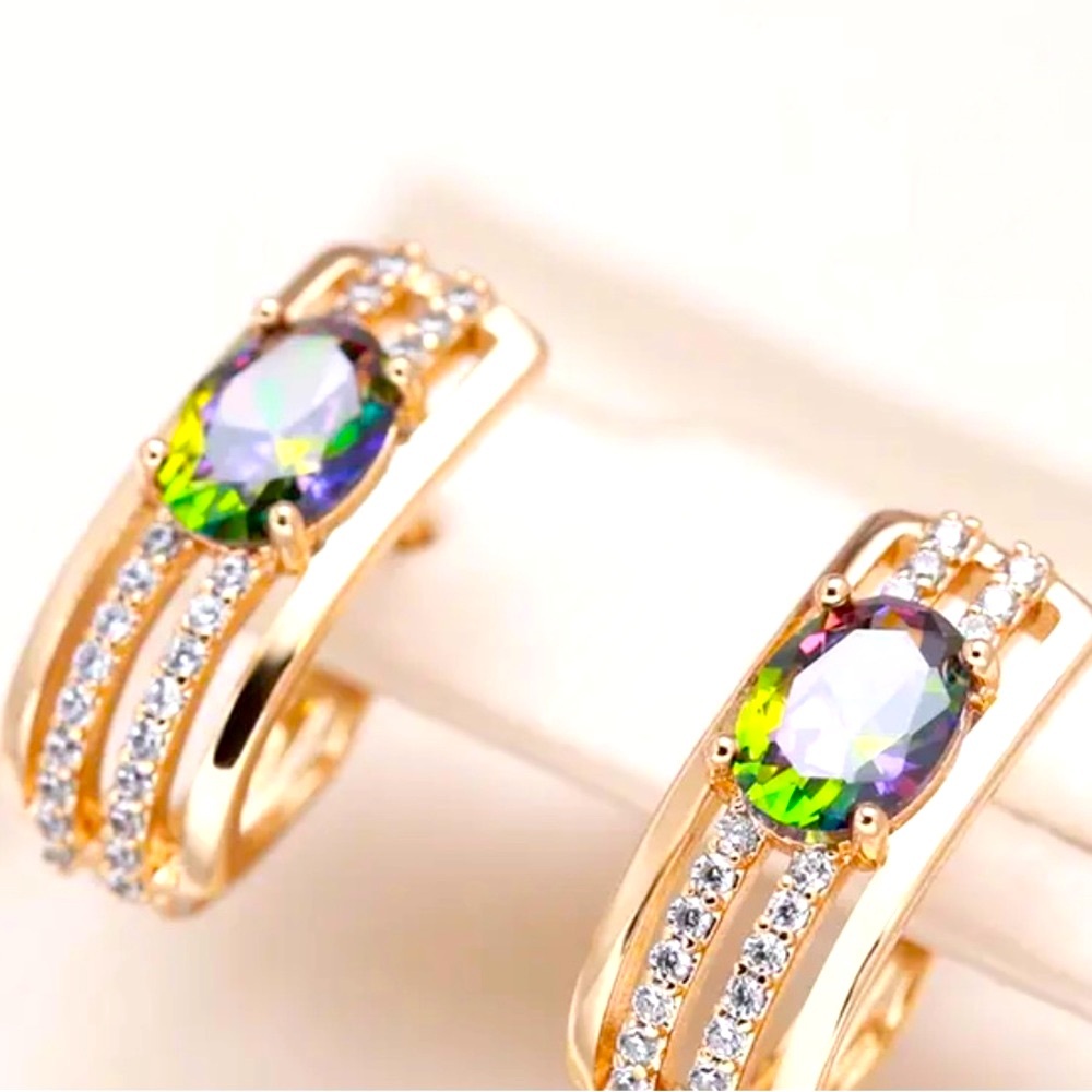 Stud Mystic Topaz Rose Gold Earrings